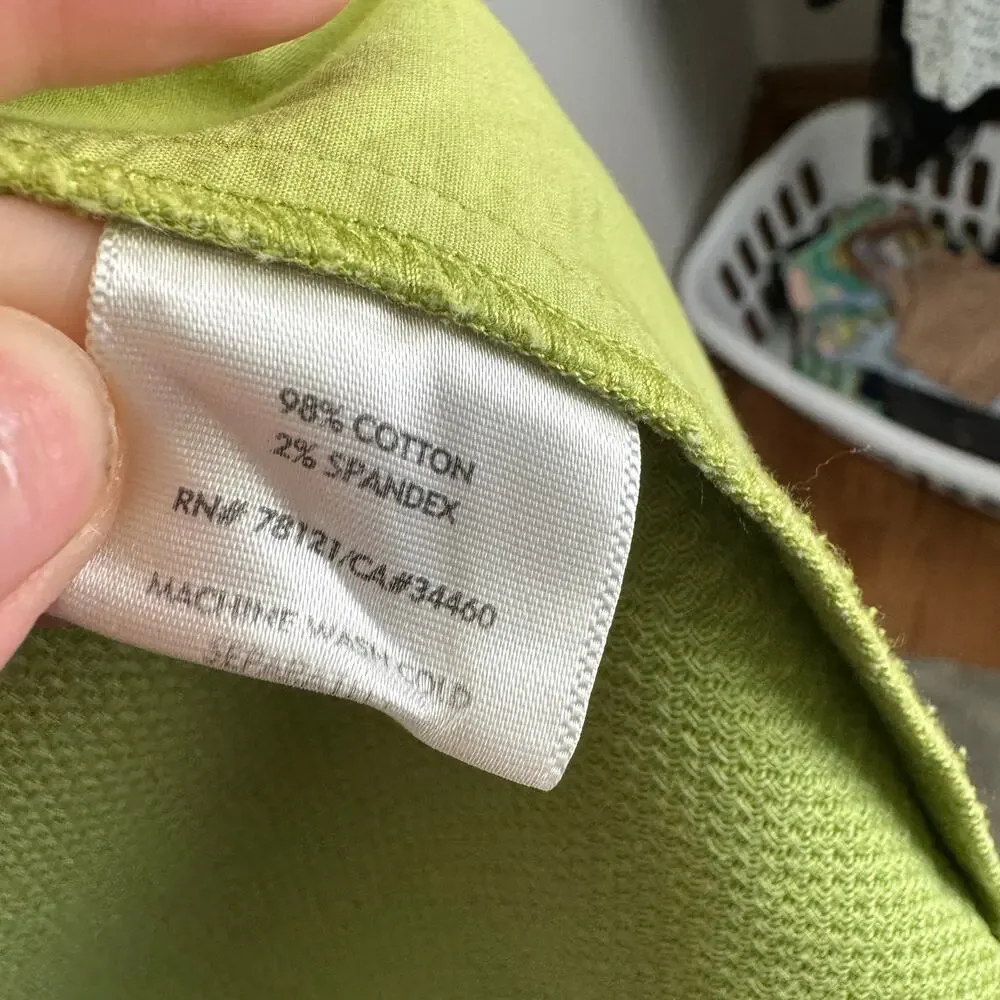 Eileen Fisher Jacket Womens Large Textured Zip Front Lightweight Lime Green